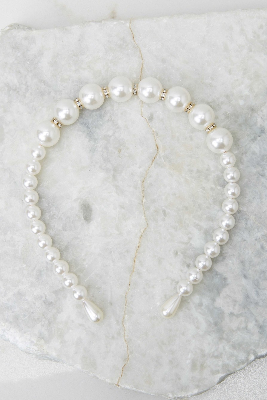 Accessories Red Dress Hair Accessories | Pearl Dive Headband White