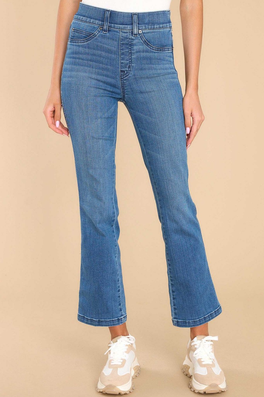 Clothing Spanx Cropped Denim | Vintage Indigo Cropped Kick Flare Jeans Blue
