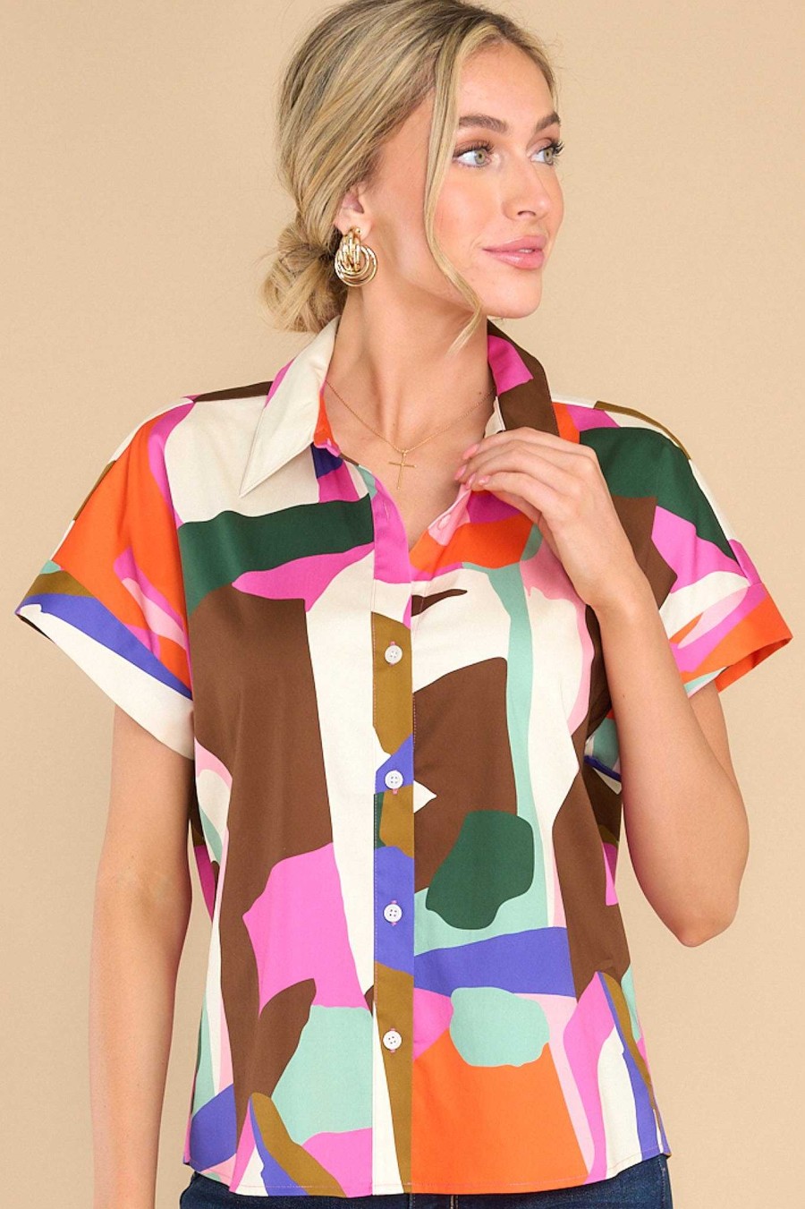 Clothing Crosby by Mollie Burch Casual Tops | Foster Multi Print Top Shape Shifter