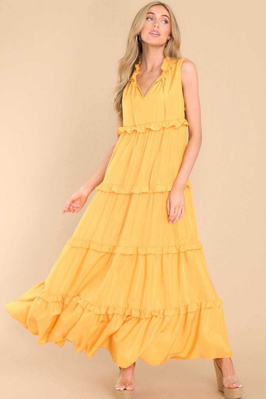 Clothing Aura Maxi Dresses | When I Look At You Sunset Maxi Dress Yellow