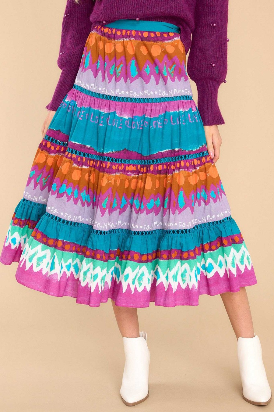 Clothing Alivia Skirts | Caroline Love Stripes Maxi Skirt Multi