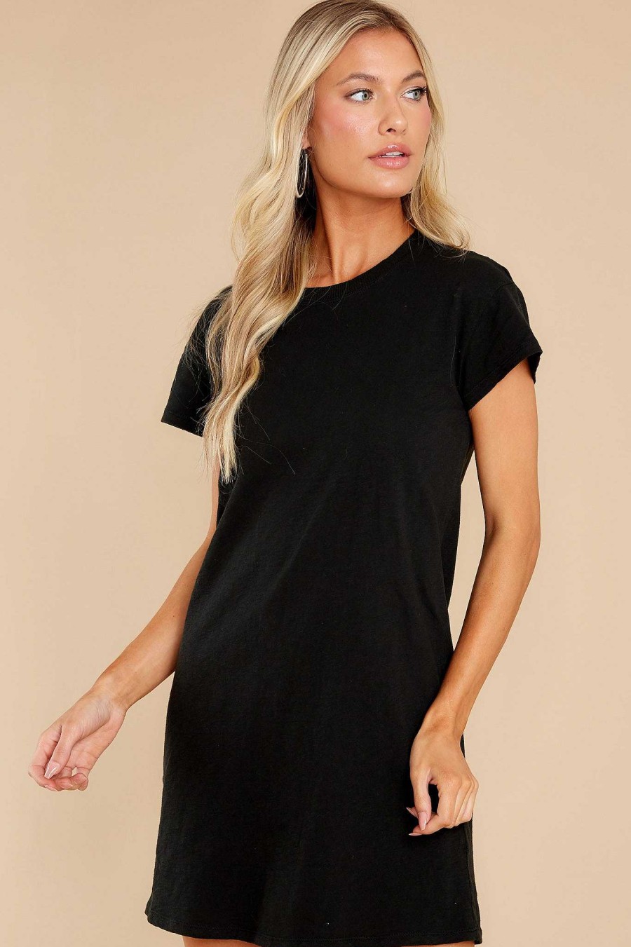 Clothing Z Supply Mini Dresses | Modern Crew Slub Tee Dress Black