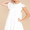 Clothing Red Dress Mini Dresses | All The Frills Eyelet Dress White