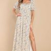 Clothing Red Dress Maxi Dresses | Garden Path Floral Print Maxi Dress Ivory