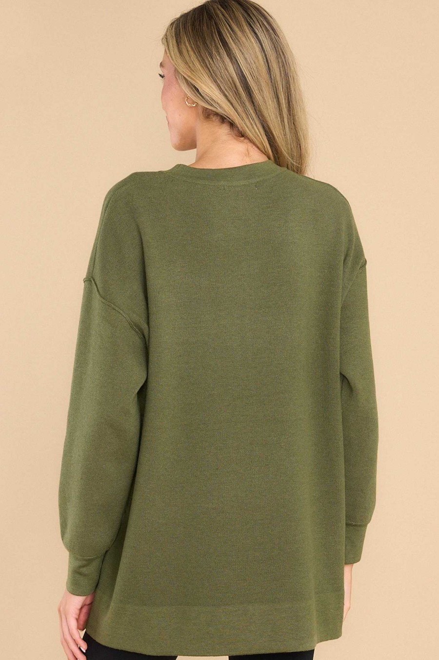 Clothing Red Dress Sweaters | Perfectly You Olive Sweater Green