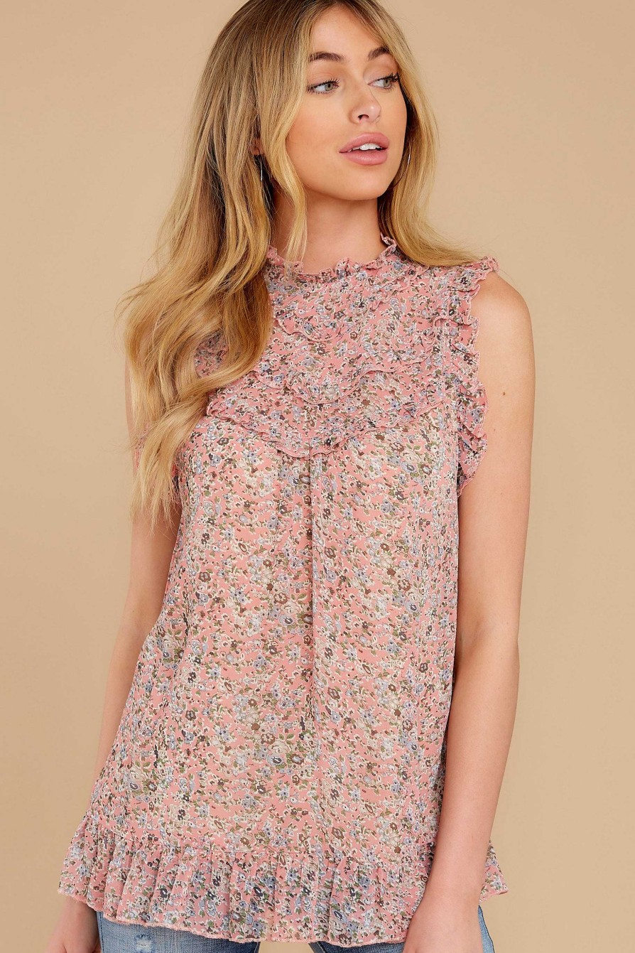 Clothing Red Dress Blouses & Shirts | Someday Swoon Floral Print Top Pink