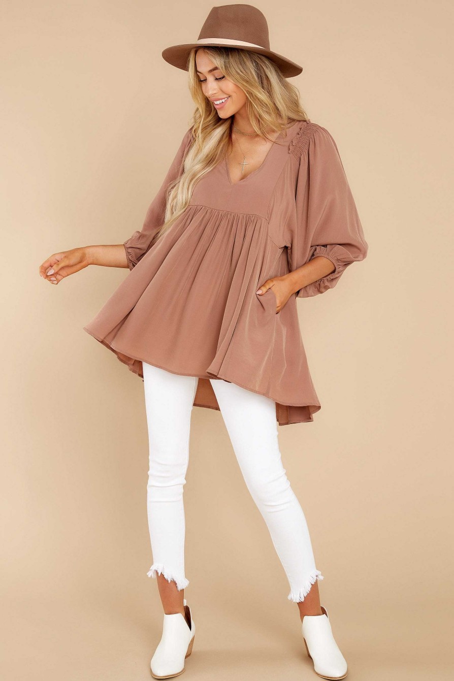 Clothing Red Dress Tunics | Whatever It Takes Top Mocha