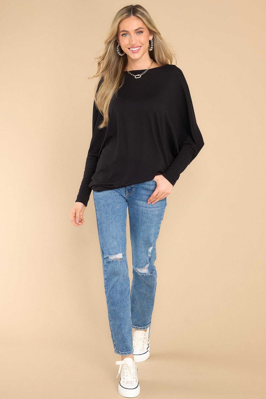 Clothing Red Dress Casual Tops | Take The Long Road Top Black