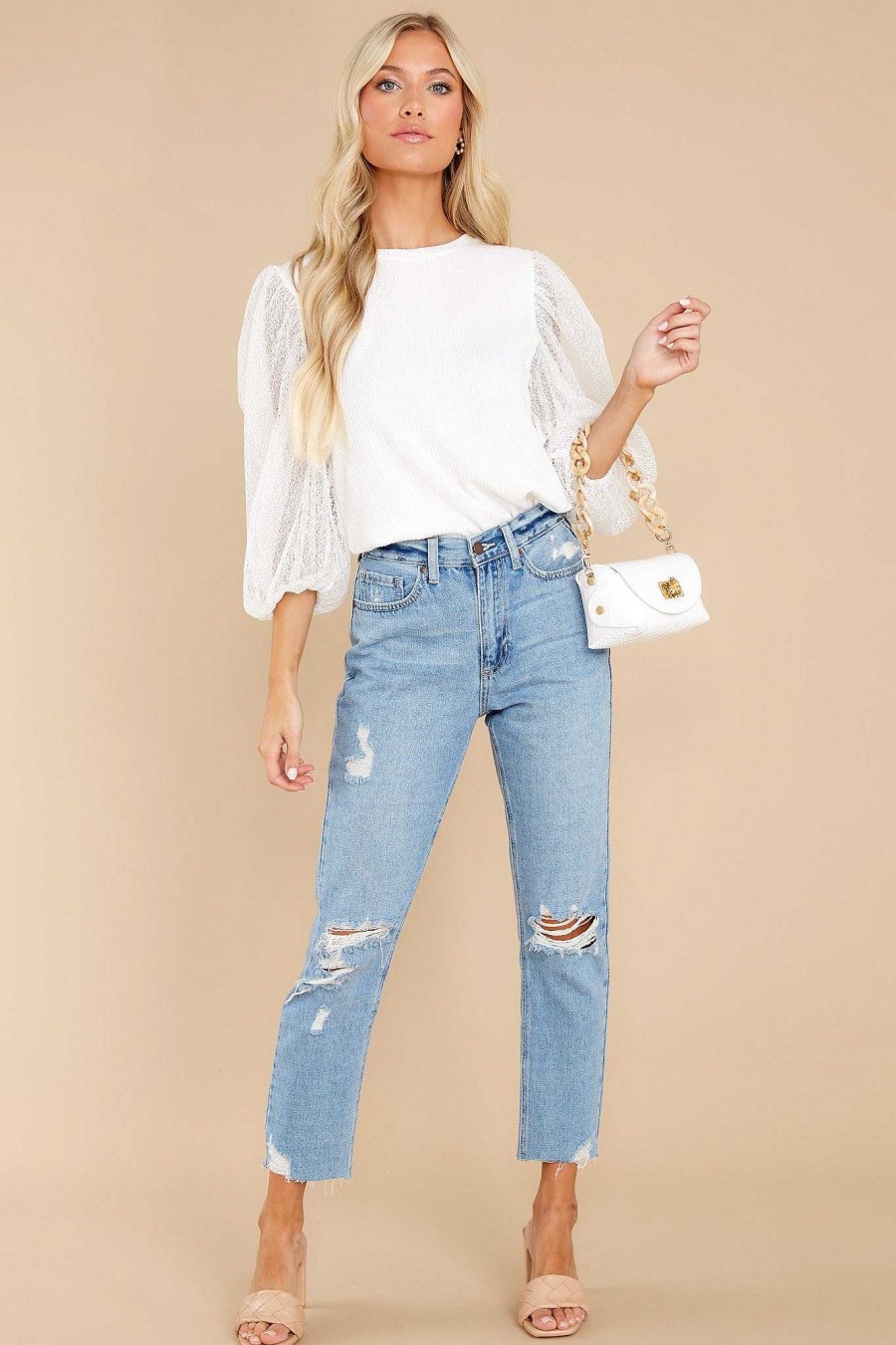 Clothing Red Dress Blouses & Shirts | Light As Air Lace Top White
