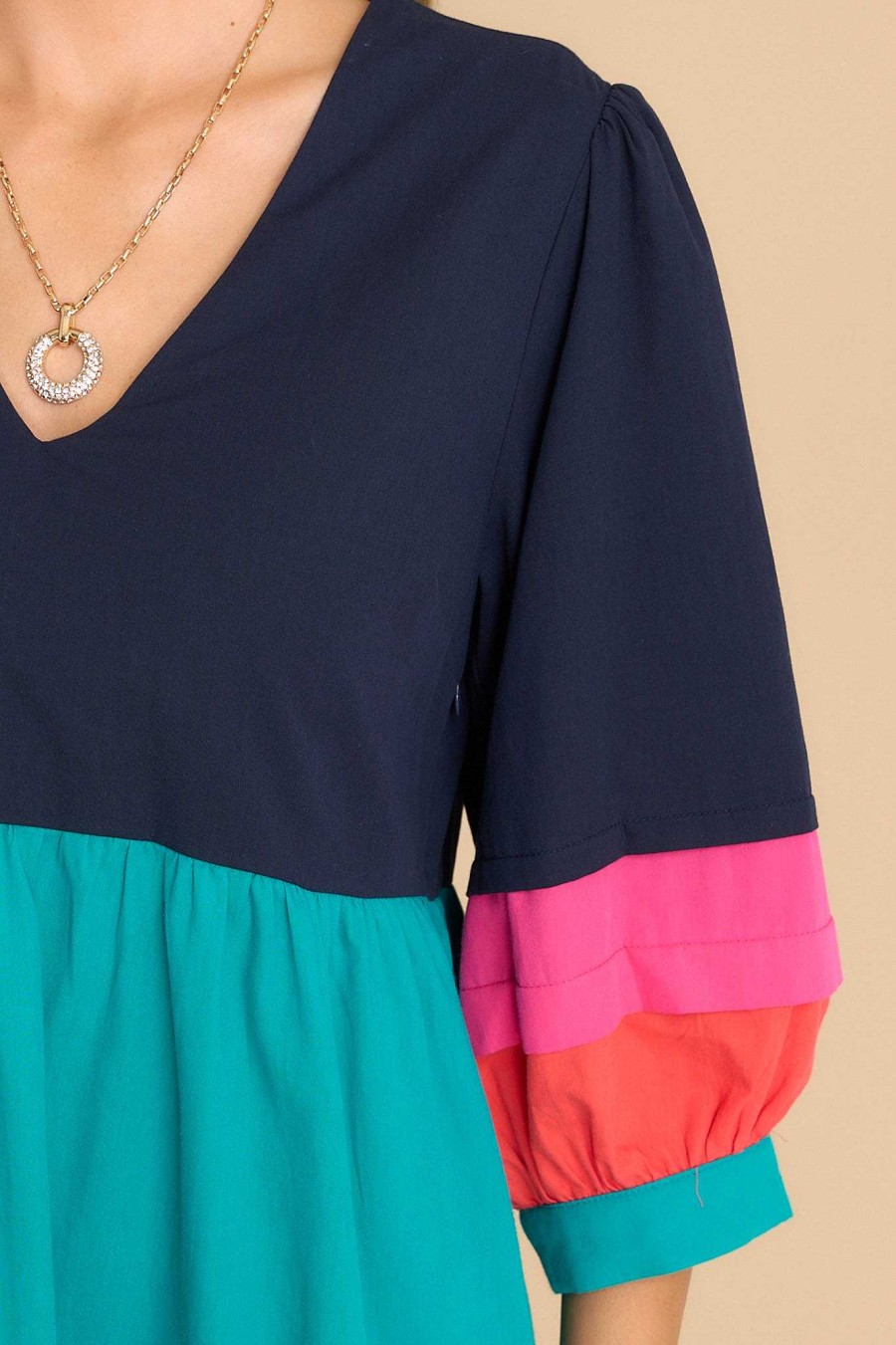 Clothing Aura Midi Dresses | Destined To Impress Multi Midi Dress Navy