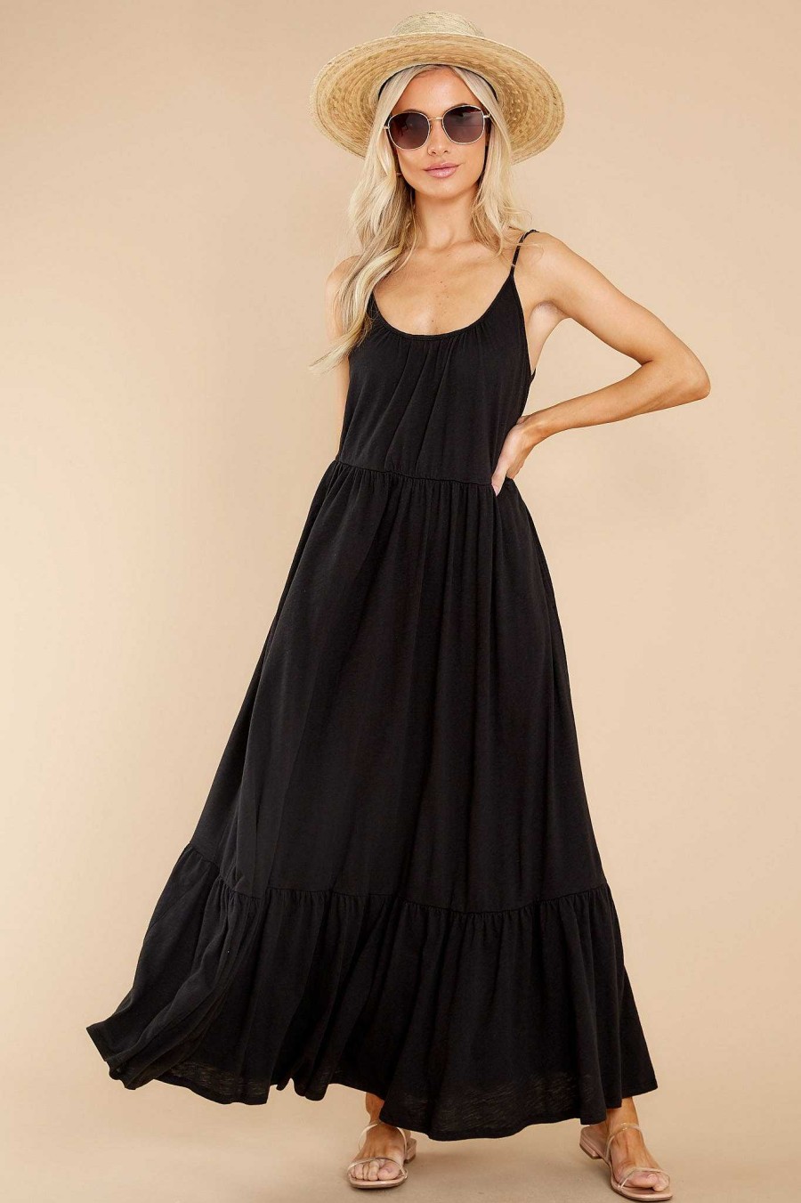 Clothing Z Supply Maxi Dresses | Lido Slub Maxi Dress Black