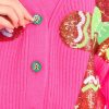 Clothing Queen of Sparkles Sweaters | Gingerbread Cardigan Hot Pink