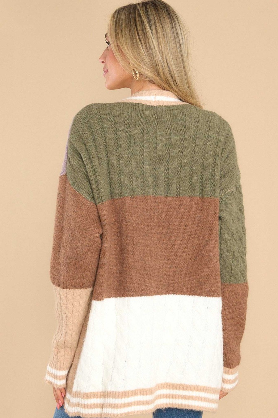 Clothing Red Dress Sweaters | Stunning Significance Colorblock Cardigan Green