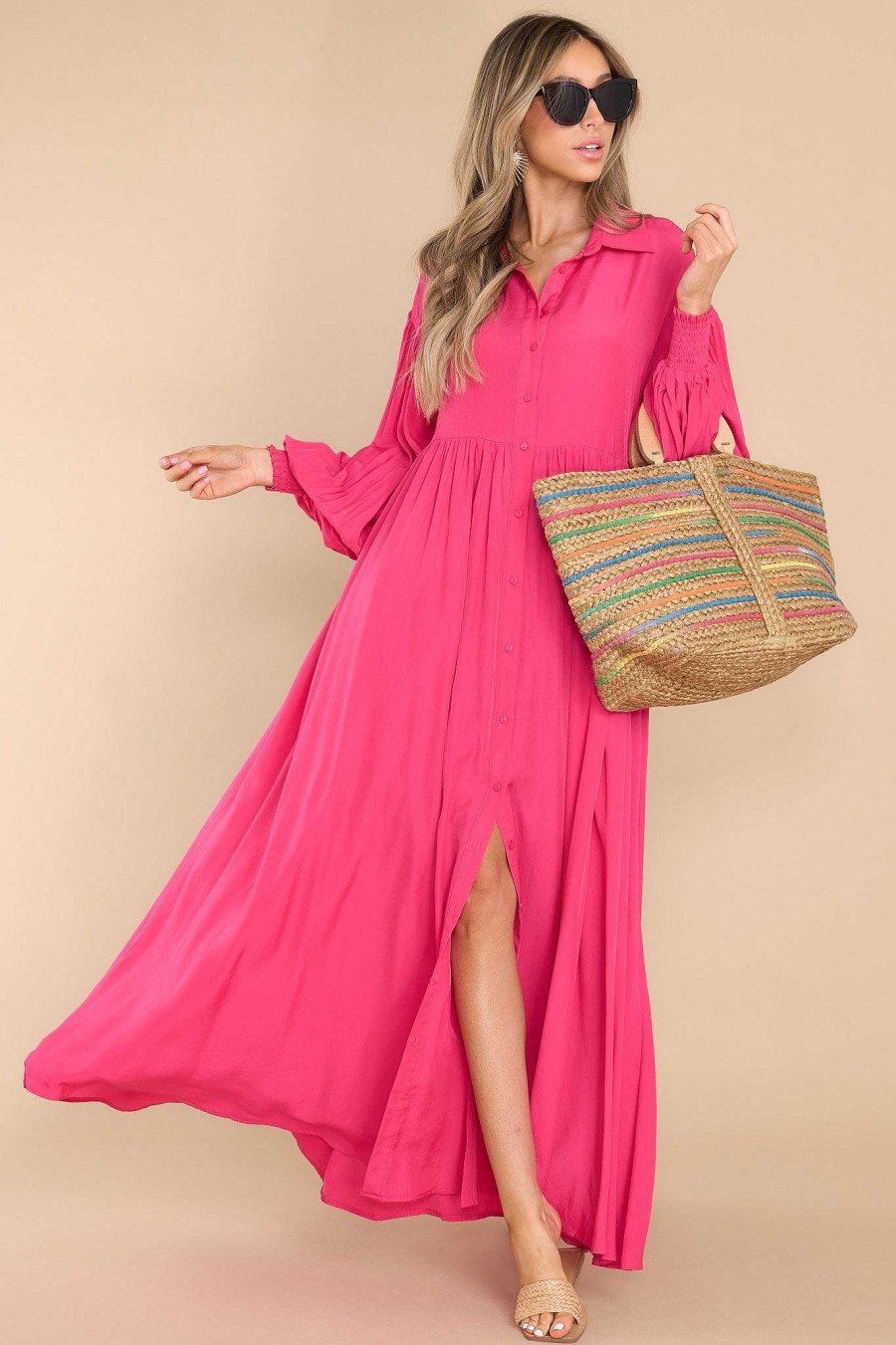 Clothing Palms Away Maxi Dresses | Run Towards Love Maxi Dress Hot Pink