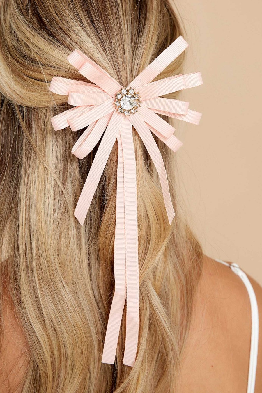 Accessories Red Dress Hair Accessories | Run Away With Me Bow Light Pink
