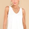 Clothing Red Dress Casual Tops | Daring Heart V-Neck Ivory Tank Top White