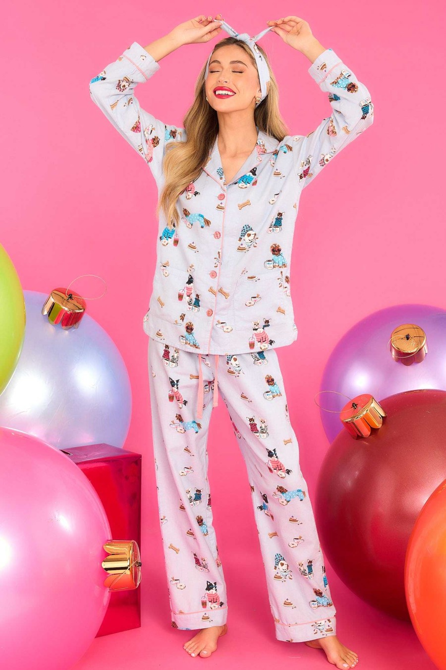 Clothing PJ Salvage Pajama Sets | Flannels Pj Top Sky Blue