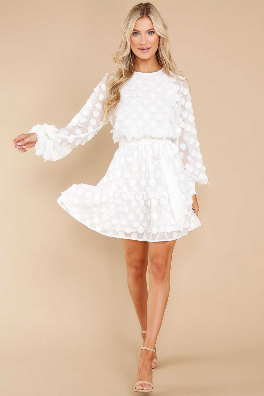 Clothing Aura Mini Dresses | Shamelessly Stylish Polka Dot Dress (Backorder December) White