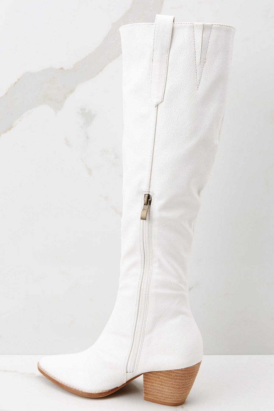 Shoes Red Dress Knee High Boots | It'S Been Real Boots White
