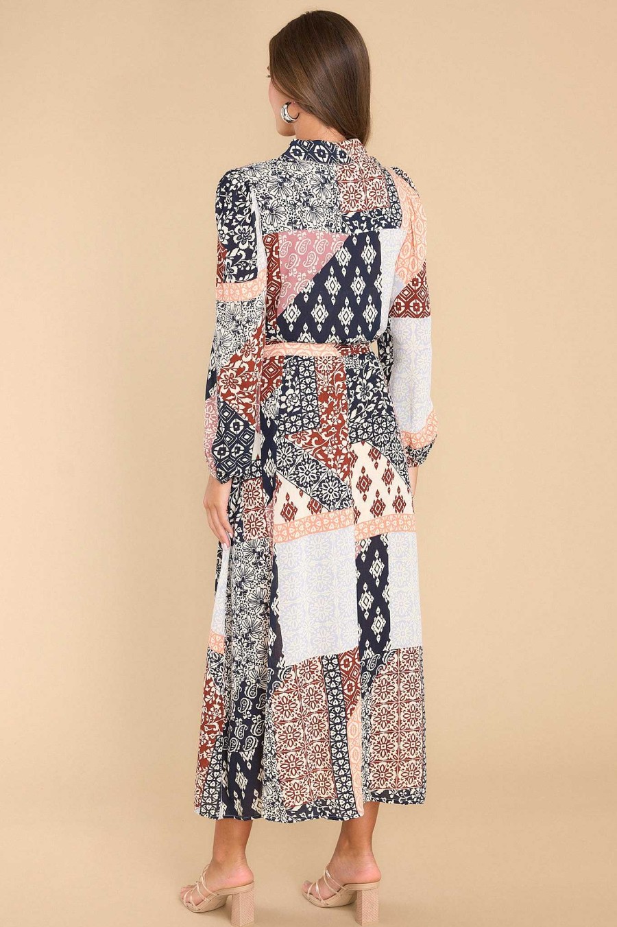 Clothing Red Dress Maxi Dresses | Hear The Applause Patchwork Maxi Dress Rust