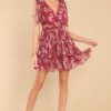 Clothing Red Dress Mini Dresses | Tailored To Me Floral Print Dress Burgundy