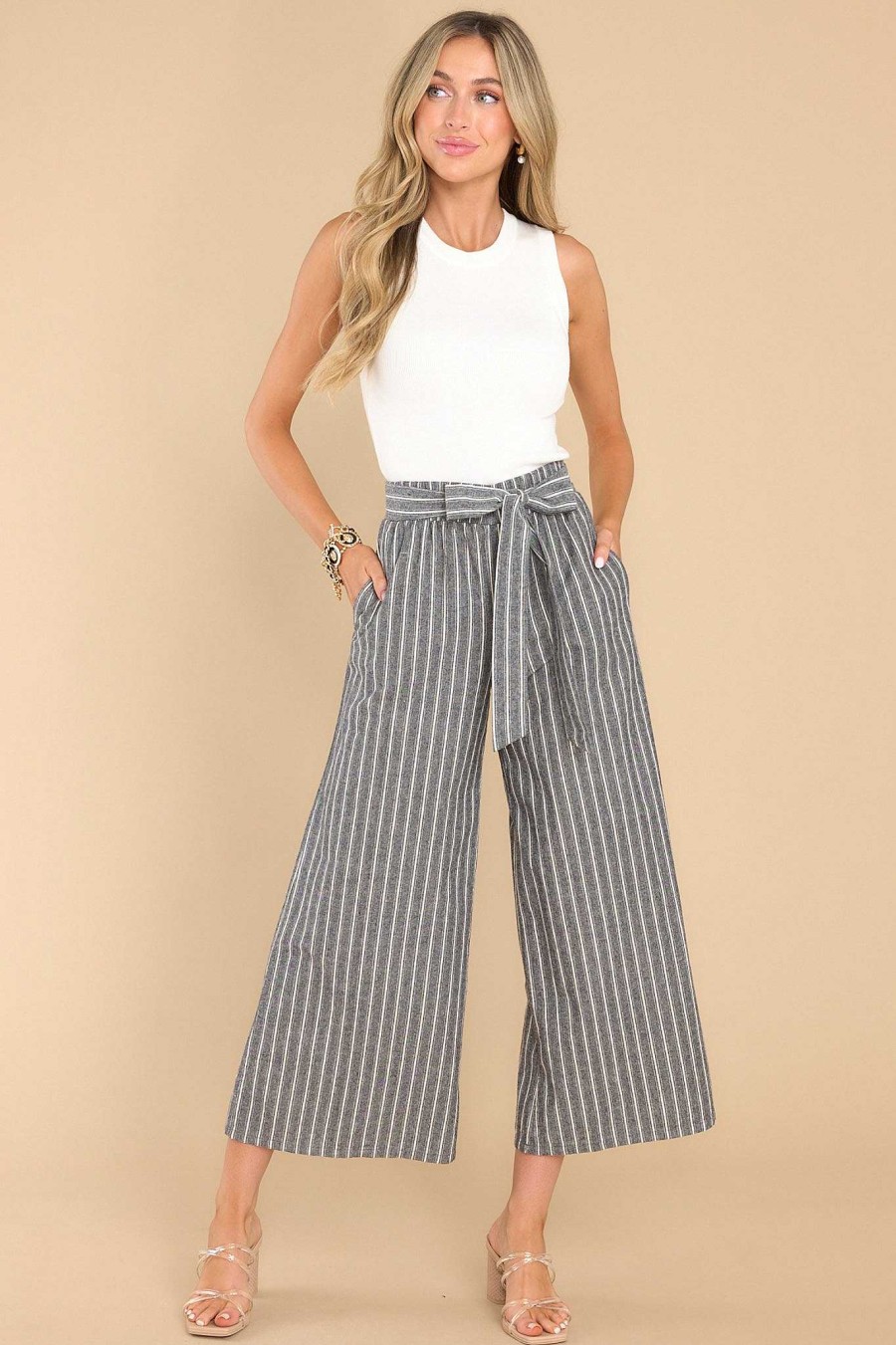Clothing Red Dress Pants | All I Needed Stripe Pants Charcoal
