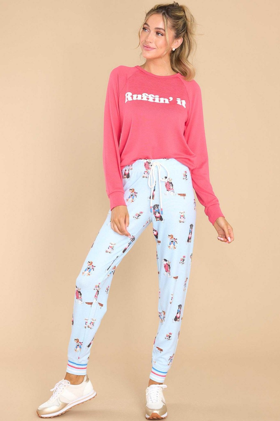 Clothing PJ Salvage Joggers | Ruffin' It Jammie Pants Ice Blue