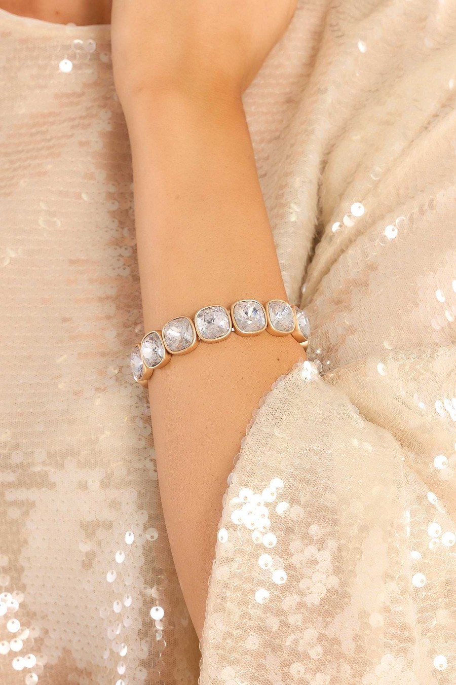 Jewelry Red Dress | Rhinestone Treasures Bracelet Gold