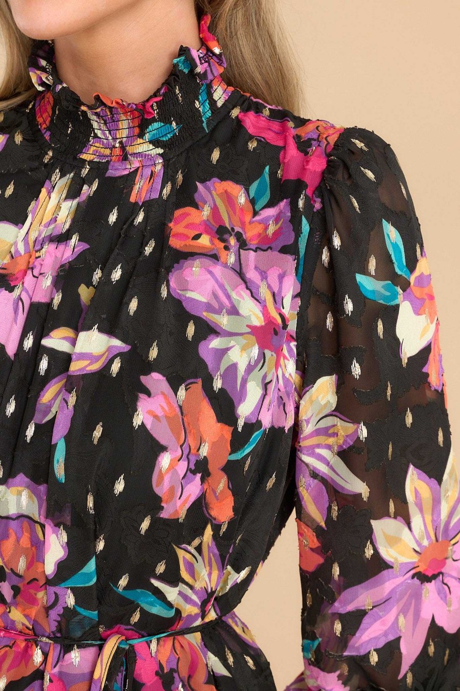 Clothing Red Dress Mini Dresses | I'D Choose You Floral Print Dress Black