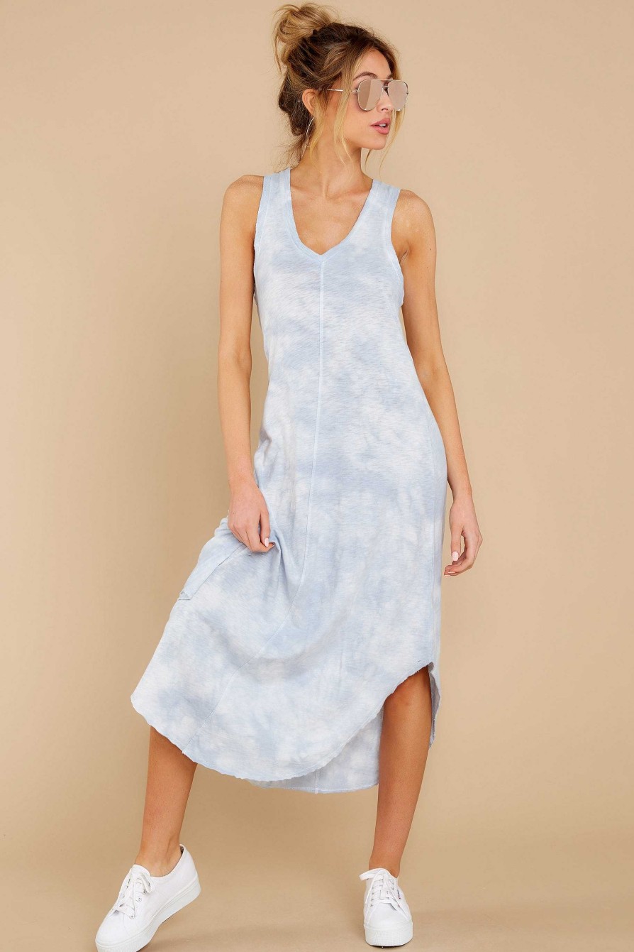 Clothing Z Supply Midi Dresses | The Cloud Tie Dye Reverie Dress Light Blue