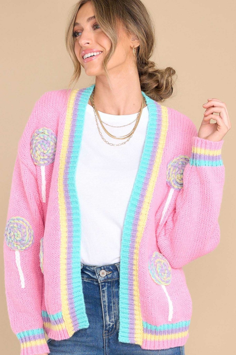 Clothing Red Dress Cardigans | Sucker For You Cardigan Pink