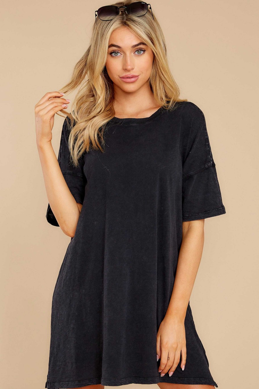 Clothing Z Supply Mini Dresses | Delta Slub Washed T-Shirt Dress Black