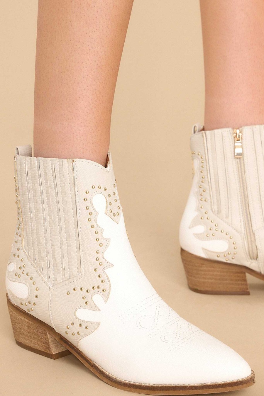 Shoes Red Dress Ankle Booties | Wild West Wonder Boots Ivory