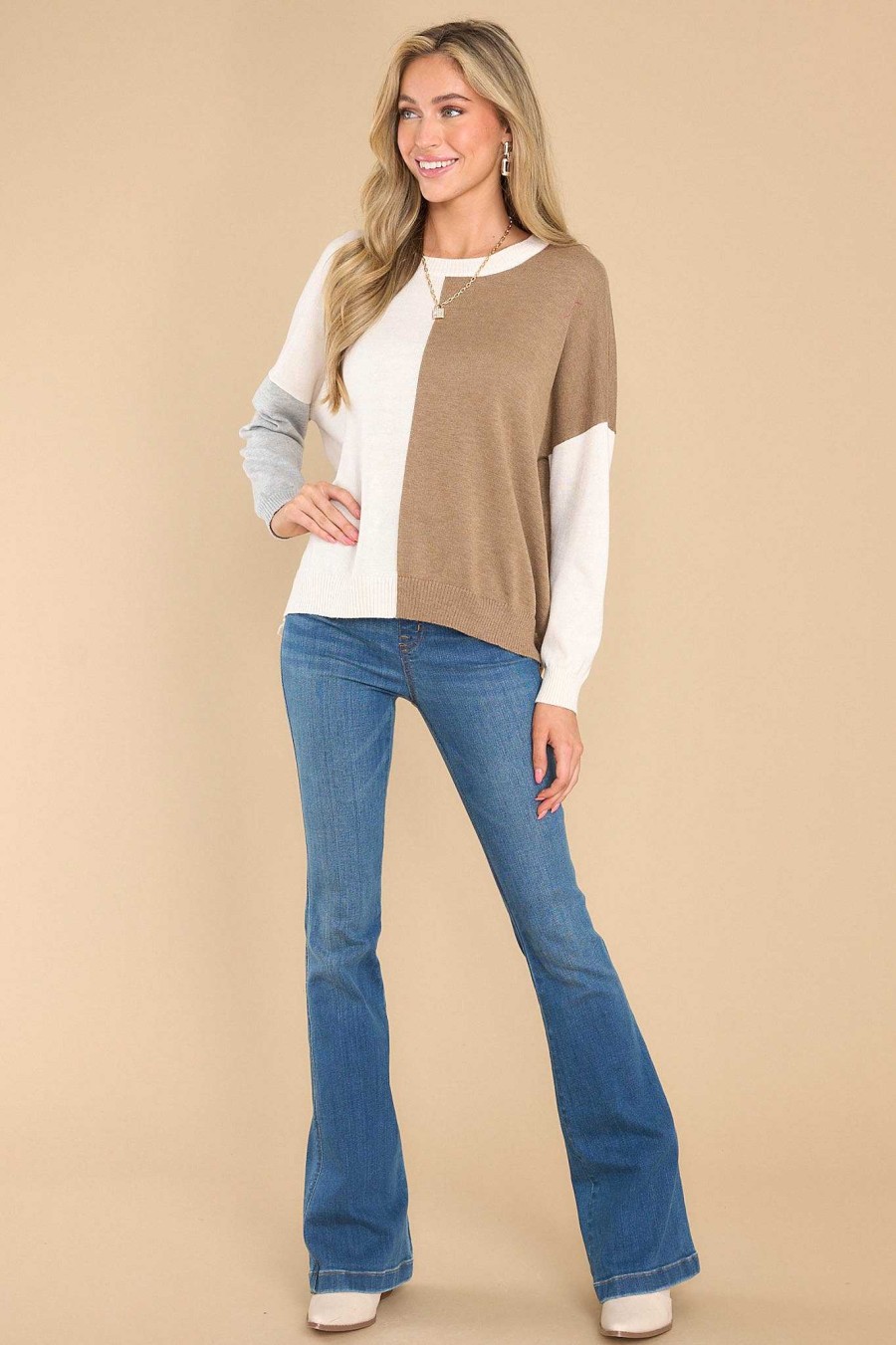 Clothing Red Dress Sweaters | Two Sides Multi Sweater Taupe
