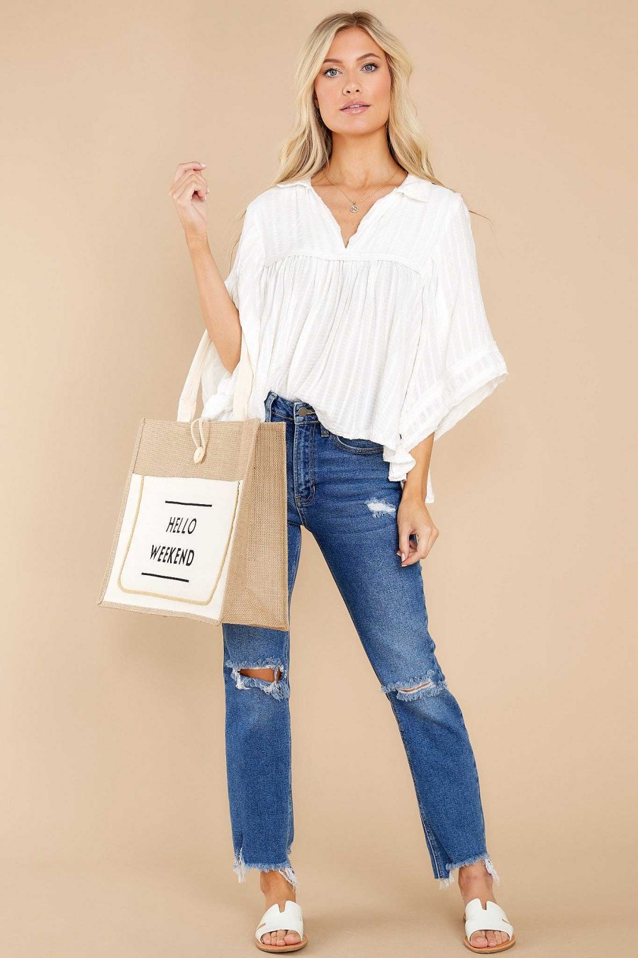 Clothing Red Dress Blouses & Shirts | Sweetest Escape Top White