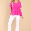 Clothing Red Dress Casual Tops | Can'T Say Goodbye Top Hot Pink