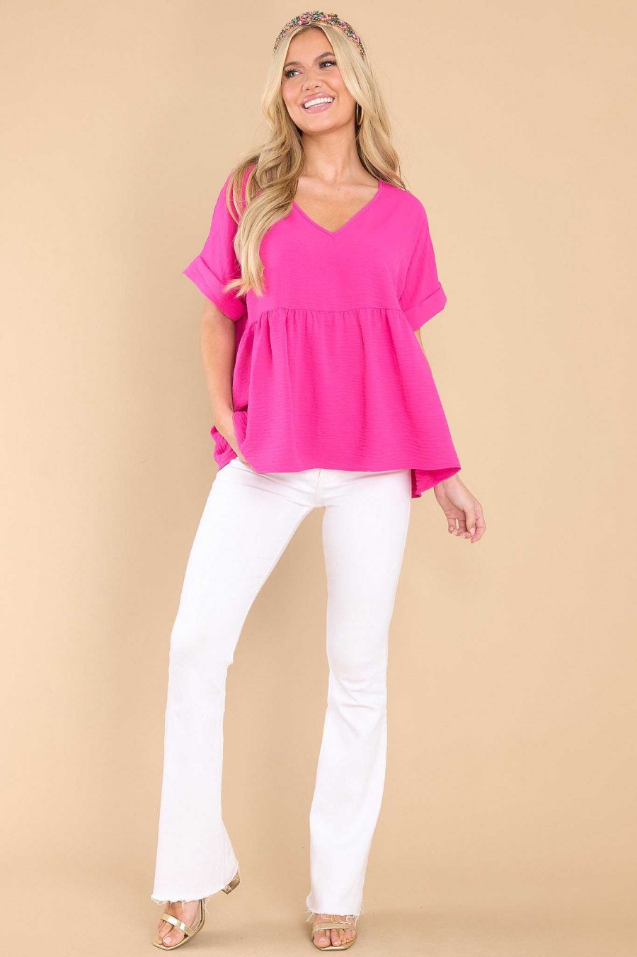 Clothing Red Dress Casual Tops | Can'T Say Goodbye Top Hot Pink