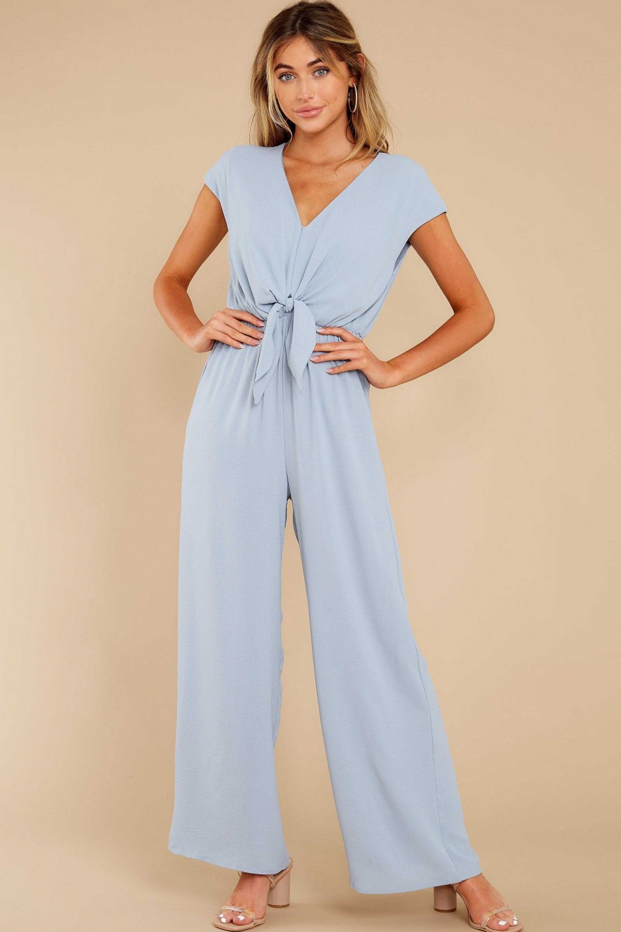 Clothing Red Dress Jumpsuits | Stay The Night Jumpsuit Misty Blue