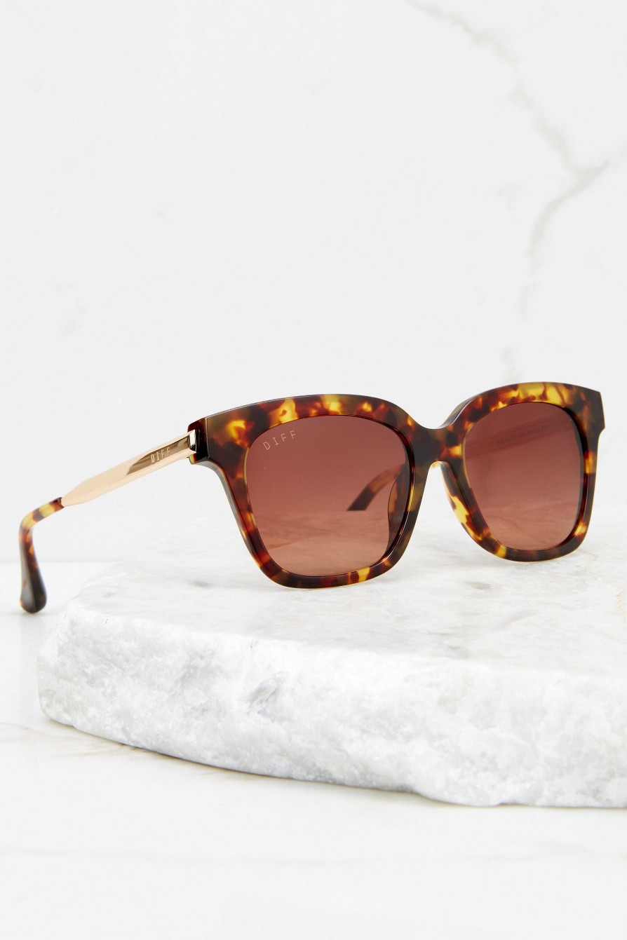 Accessories DIFF Sunglasses | Bella Xs Brown Fade Sunglasses Amber Tortoise