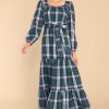 Clothing Aura Maxi Dresses | Sweet Sentiments Plaid Maxi Dress Forest Green