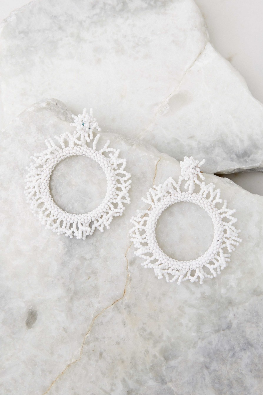 Jewelry Red Dress | Soul Sister Beaded Earrings White