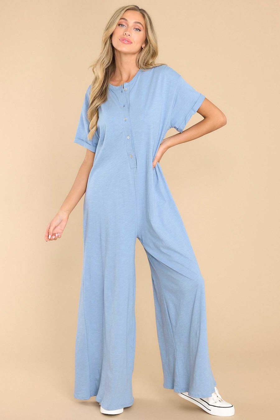 Clothing Story Jumpsuits | Feeling Like Myself Jumpsuit Ash Blue