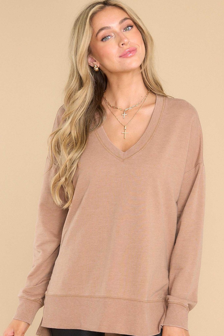 Clothing Z Supply Sweaters | Modern V-Neck Weekender Top Brown