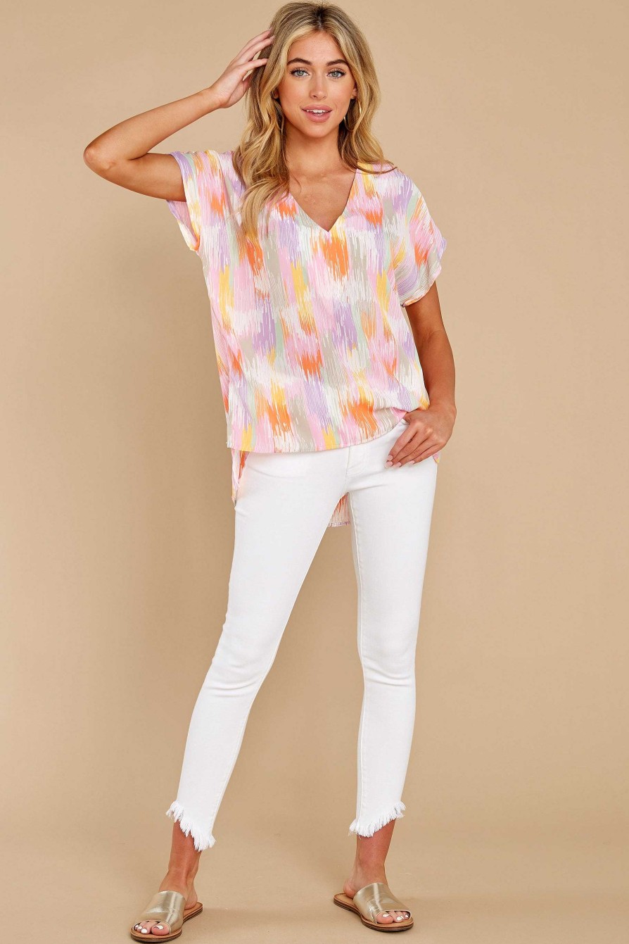 Clothing Red Dress Blouses & Shirts | A Little Mischief Multi Print Top Lavender