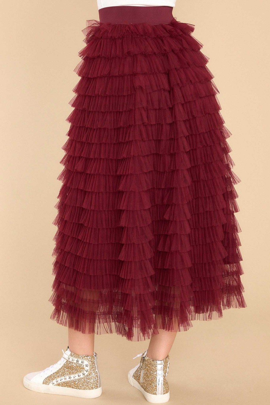 Clothing Aura Skirts | Good Luck Charm Midi Skirt Burgundy