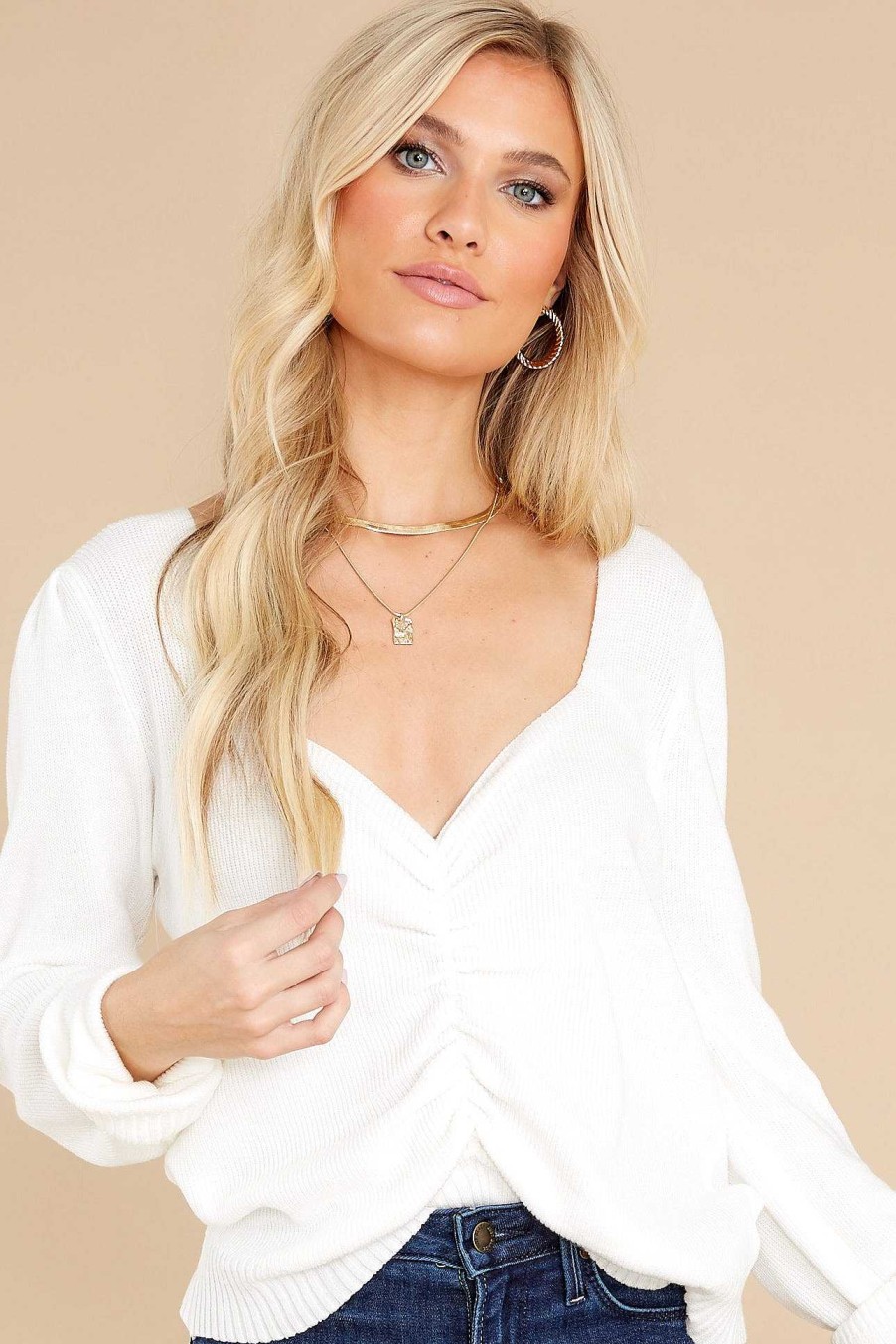 Clothing Red Dress Blouses & Shirts | Keep It Stylish Crop Sweater White