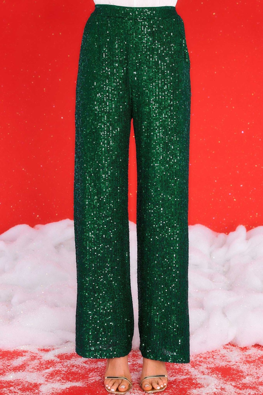 Clothing Red Dress Two Piece Sets | Call Me What You Want Sequin Pants Hunter Green