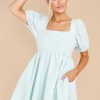 Clothing Red Dress Mini Dresses | One Kiss Away Dress Light Blue