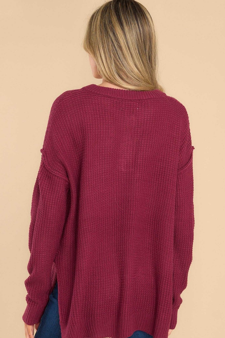 Clothing Red Dress Casual Tops | All The Humor Sweater Sangria
