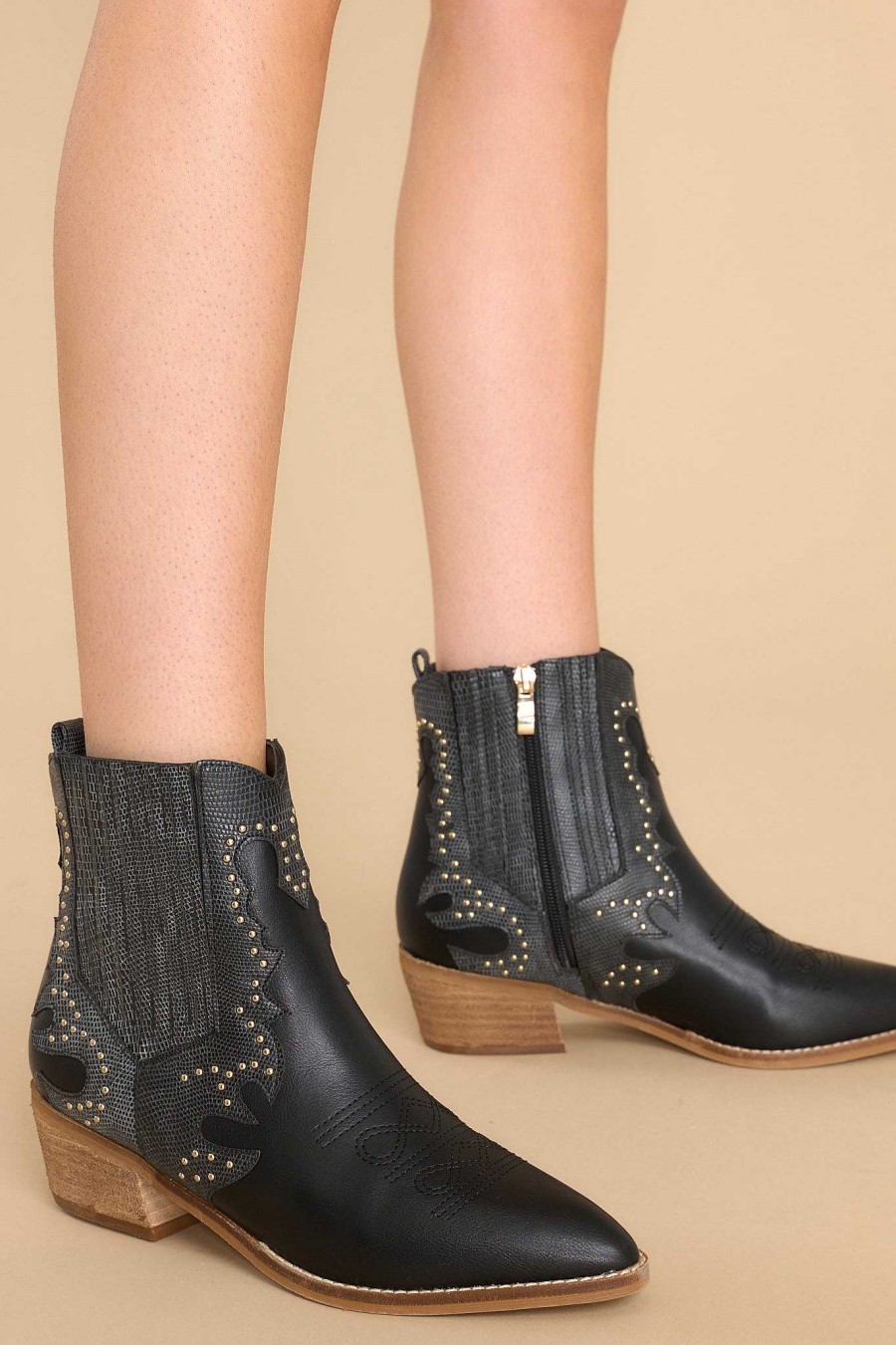 Shoes Red Dress Ankle Booties | Wild West Wonder Boots Black